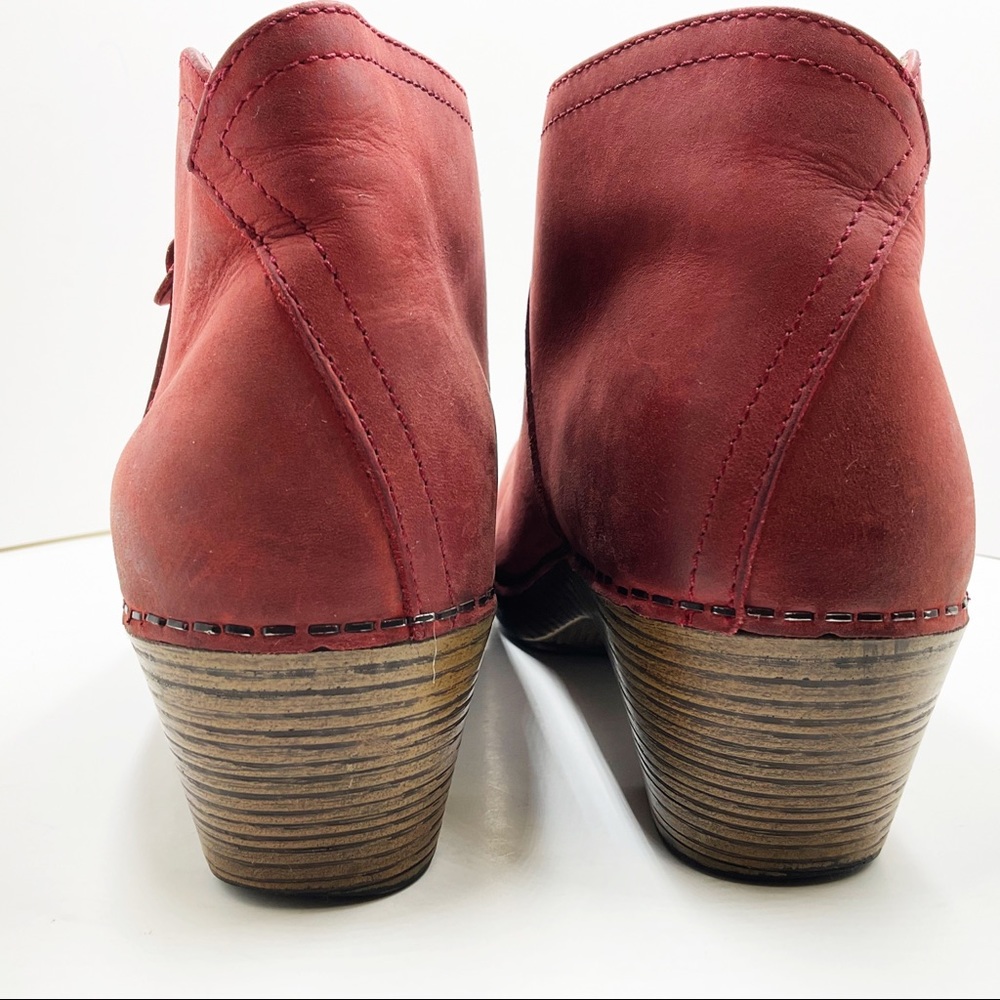 {Dansko} Max Red Leather Ankle Clog Booties - Picture 6 of 16